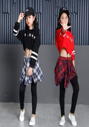 Children039s Sports Suits Cotton Clothing Korean Fashion Hip Hop Streetwear Teenage Girls Hoodies Sweatshirt Plaid Skirtpant3090172