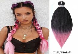 26 Inch Omber Easy Jumbo Braiding Hair Colored Prestretched Braiding Hair Rainbow Kanekalon Xpressions Pink Braid Hair 3903320