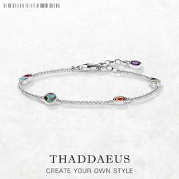 Bracelet Colourful Stones Playful Link Chain 925 Sterling Silver Paradisiacal Nature Jewellery Europe Women Bohemia Creative Gift 240402