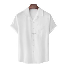 Camisas casuais masculinas parklees mass branco colarinho cubano de verão novo acampamento de manga curta Guayabera Button Down Dry Basic Basic 24416