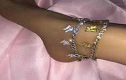 Charm Bracelets GLAMing Cute Gold Butterfly Bracelet For Women Jewelry Whole Fashion Rhinestone Ankle Chain Pendant13563967