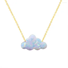 Choker 2024 Design Cloud Shape Opal Necklace For Women Handmade With Stainless Steel Chain Christmas Gift Jewelry