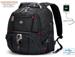 Updated SwissMultifunctional Water ResistanTravel Bags 173 inch Laptop Backpack USB Charging Port Super Durable School bag 220329889444