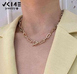 VKME Fashion Thick Gold Chain Necklace For Women Vintage Geometric Chains Link Toggle Clasp Choker Necklaces Trendy 2021 Jewelry G7765757