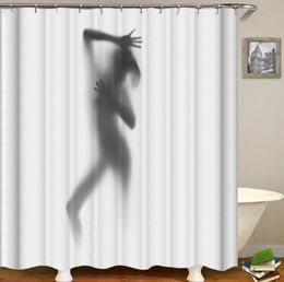 Sexy White Polyester Shower Curtains Creative Ecofriendly Waterproof Shower Curtain Bathroom Woman Bath Shadow Series Curtain for6615407