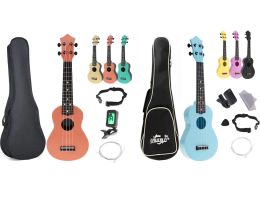 Cables 21 Inch Full Pack Ukulele Soprano Acoustic Uke Ukelele 4 String Colourful Hawaii Mini Guitar Guitarra Musical Instrument Gifts