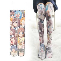 Sexy Socks Original Two-Dimensional Anime Crying Long Leg Socks Japanese 3D High Tube Stockings Sexy Over The Knee Fresh Sweet Stockings 240416