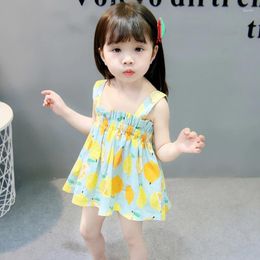Girl Dresses Girls Dress Summer Kid Cartoon Lemon Pattern Children Slip Cotton Sundress Baby Comfortable Beach Wear Casual Clothes