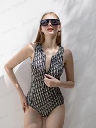 Summer beach fashion designer women's swimwear shoulder strap zipper conjoined swimsuit sand sports holiday woman swimwear