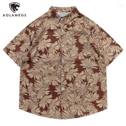 Men's Casual Shirts Men Short Sleeve Shirt Oil Painting Floral Print Hawaiian Summer Beach Tops Vintage Loose Fashion Unisex