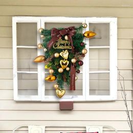 Decorative Flowers Christmas Creative Gold Inverted Hanging Doorplate Love Ball Tree Wreath Garden Decoration