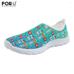 Casual Shoes FORUDESIGNS Cartoon Equipment Pattern Slip-on Loafers Women's Flats Shoe Ladies Breathable Air Mesh Sneakers Mujer