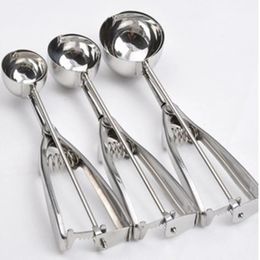 3 Size Ice Cream Scoop Trigger Metal Cookie Spoon Melon Baller Stainless Steel Dough Scooper 240415