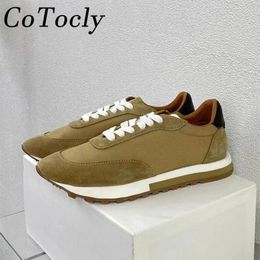 Casual Shoes S Cow Suede Sneakers Woman Lace Up Round Toe Patchwork Run Outdoors Sports Comfort Flat Women