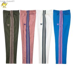 Men's Pants Mens Pants Spring Autumn Needles Butterfly Embroidery Striped Straight Fashion Joggers Sweatpants Men Women Casual AWGE Trousers 230328L2402