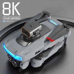 Drones New P15 Mini Drone 4k Profesional 8K HD Camera Obstacle Avoidance Aerial Photography Brushless Foldable Quadcopter Gifts Toys 240416