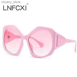 Sunglasses LNFCXI Fashion Oversized Y2K Pink Cat Eye Sunglasses Women Men Brand Design Vintage Butterfly Sun Glasses Female Big Shades Y240416