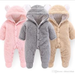 Designer Baby Clothes Solid Baby Girls Hooded Rompers Warm Infant Boy Jumpsuits Cute Toddler Outwear Christmas Baby Clothing 3pcs 1610633