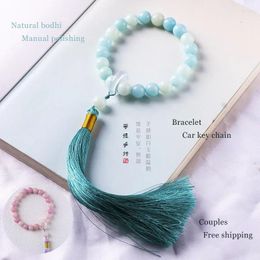 Strand Natural White Root Handmade Art Ancient Style Hanfu Wear Bodhi Tassel Plate Play Hand Bracelet Bangle Women Men Girl Gift Anime