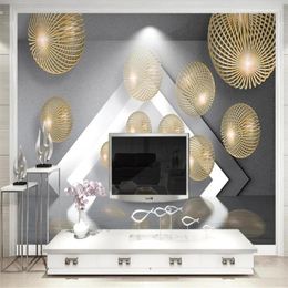 Wallpapers Milofi Custom Large Wallpaper Mural 3d Solid Metal Sphere Expand Space Modern Minimalist Background Wall Decoration Painting