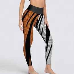 Women's Leggings Tiger Stripes Two Tone Print Work Out Yoga Pants Women Push Up Sweet Leggins Sexy Stretch Printed Sports Tights