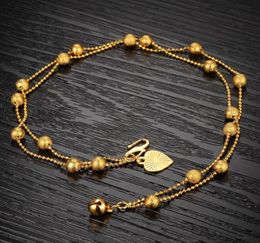 Lucky 18K Yellow Gold Filled Double Beads Chain Anklets Jewelry Women Gift232l9860631