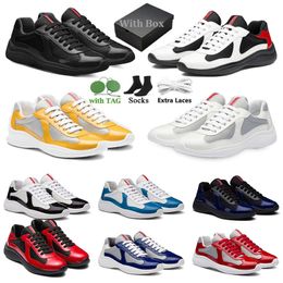 With box designer Americas Cup Xl round toe green Outdoor Runner black Casual Shoes low Patent Leather Mesh Nylon Trainers Sneakers America Cup Men Lace-up fashion