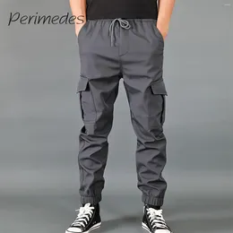 Men's Pants Casual Mid Waist Solid Colour 2024 Trousers Multi-Pockets Outdoor Summer Elastic Sports Drawstring Fashion Pantalones