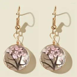 Dangle Earrings Handmade Glass Dried Flower With True Embossing Full Of Stars Fashion Jewelry Women's