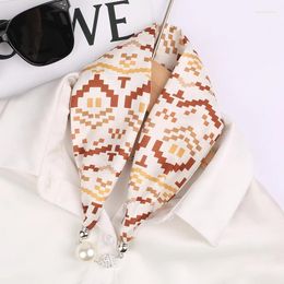 Scarves Korean Style Of The Magnetic Buckle Pearl Lazy Small Silk Scarf Neck Protection Versatile Necklace With T-shirt