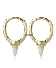 JH 925 Sterling Silver Vermeil Jewellery Mini Small Huggie Hoop With Opal Turquoises Spike Earring For Women Cx2008013995457