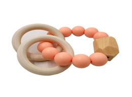 2021 New Natural Wooden Ring Teethers for Baby Health Care Accessories Infant Fingers Exercise Toys Colourful Silicon Beaded Soothe5478657