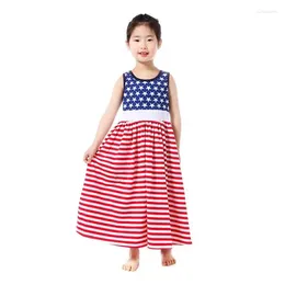 Girl Dresses Clearance! July 4th Independence Day Kids Star Striped Flag Cotton Long Maxi America Girls Dress