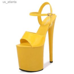 Dress Shoes Sandals Patent Leather 20cm Platform Stiletto Heels Sexy Women Pole Dancing Nightclub Plus Size 34-45 H240416 J6C6