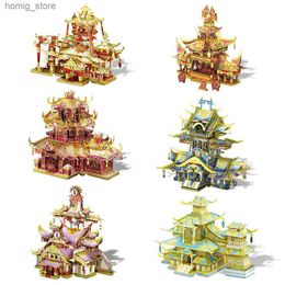 3D Puzzles Piececool Model Building Kits Chinese Traditional Building Puzzle 3D Metal DIY Toys Jigsaw Brain Teaser Home Decoration Y240415