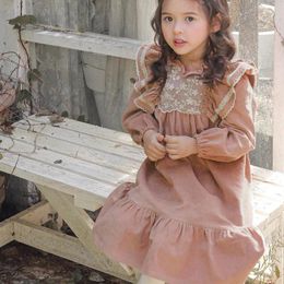 Clothing Sets Mother Kids Children Girls Thick Dress Autumn Winter Korean Style Vintage Lace Long Sleeved Casual