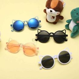 Sunglasses Kids Sunglasses Brand Cat Eye Children Solid Colour Glasses UV400 Lens Cute Baby Anti-Glare Trendy Boy Girl Sun Glasses 24416