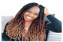 1 Packs 20inches Ombre Curly Faux Locs Crochet Hair Extensions PreLooped Deep Wavy Goddess Locs Crochet Hair For Women5633668