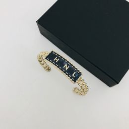 Designerarmband für Männer Frauen Unisex Kettenarmband Halskette Messing Schmuck Jeans Blau Emaille Offenes Armband Gurtbox