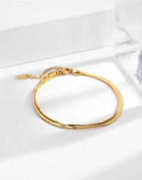 Anklets Anklet Bracelet For Women Fashion Layered Gold Colour Stainless Steel Herringbone Chain Summer Foot Jewellery 6322 Q26201104