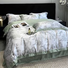 Satin Bedding Set Queen King Designer Printed Duvet Cover Flat Sheet Pillowcase