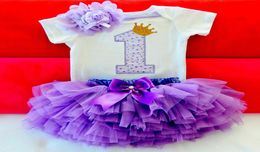 Baby Summer Girl Dress First 1st Birthday Cake Smash Outfits Clothing 3pcs Sets White Romper Tutu Skirt Headband Infant Girls Part6484967