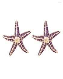 Stud Earrings Big Purple Enamel Starfish For Women Fashion Bohemian Vintage Ocean Animal Jewelry Party Holiday Accessories1480793