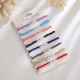 Minimalist Rice Bead Letter Beaded Bracelet for Men and Women Universal Gold-plated Separated Elastic Set