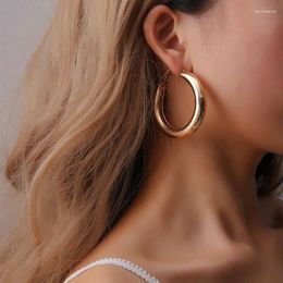 Dangle Earrings Personality 50 MM Big Gold Hoops Minimalist Thick Tube Round Circle For Women Zinc Alloy Trendy Hiphop Rock