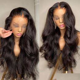 Lace Wigs Body Wave Human Hair 4X4 5X5 13X4 Transparent Wig For Black Women 30 32 34 36 38 40 Inch Pre Plucked Natural Hairline Drop D Otluf