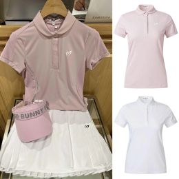 Swaddling Master Bunny Golf Women's Spring/summer Polo Neck Short Sleeve Slim Fit Sports Leisure Golf Tshirt Sports Fashion Top