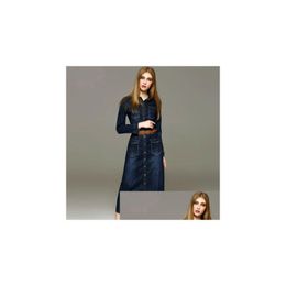 Basic Casual Dresses 50Pc Autumn New Fashion Women Denim Dress Loose Long Sleeved T Shirt Plus Size Drop Delivery Apparel Womens Cloth Otf8J