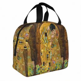 gustav Klimt The Kiss Insulated Lunch Bags Leakproof Abstract Freyas Art Lunch Ctainer Cooler Bag Tote Lunch Box School Picnic c7Ta#