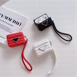 Luxury Designer AirPods Case Lanyard Strip Bag for Apple Air pod Pro 1 2 3 4 5 Generation Case Headset Packet Hook Clasp Keychain Anti Lost Earphone Shell Mini Bag Charm
